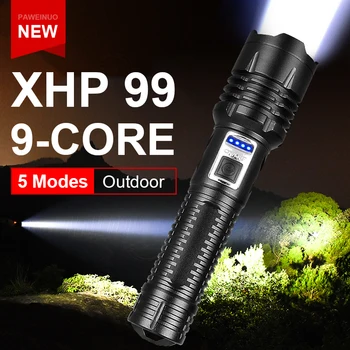 XHP70 Высокомощные led светлини, USB, тактически акумулаторна батерия, водоустойчива, 6 режима, фенерче, за бивакуване на открито 18650, далечен изстрел