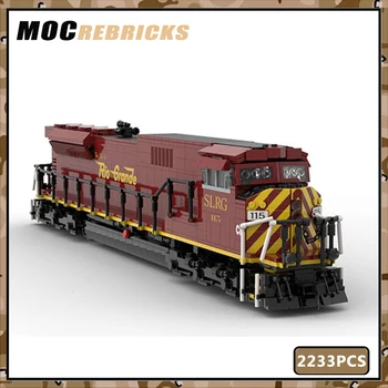 Градивните елементи на MOC Кафяв влак MOC-126707, колекция от градски пъзели, тухлена модел 