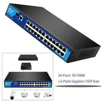 24-Портов 10/100 М + 2-Port Gigabit + 1SFP Iron интернет-Сплитер Слот gigabit Ethernet switch Smart Network Switcher Адаптер RJ-45 Hub