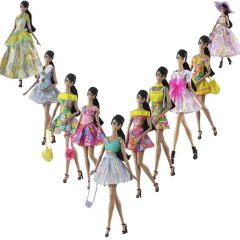 Рокли в стил кънтри с цветен модел за куклата Барби, ежедневни облекла, Наряды11,5 