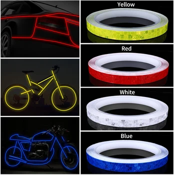 1 см x 8 м /ролка Светлоотразителни стикери, лента за МТВ велосипед, тиксо, отразяваща стикер